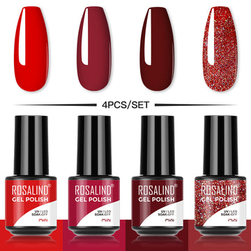 ROSALIND Soak Off Gel Polish Set 4PCS Set Bright For Nail Art Design LED/UV Lamp